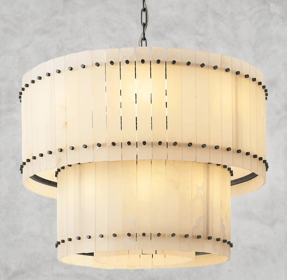 San Marco Alabaster Round Tiered Chandelier 22", 37", 48", 60"